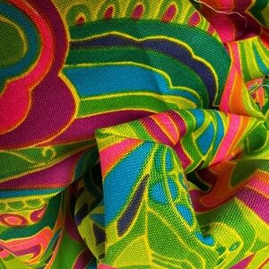 Vintage 1960s Joseph Goldinger Psychedelic Fabric Mod Neon Groovy Cotton